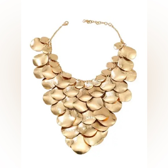 NWOT. Zara Golden Metal Plate Bib Necklace. - Picture 7 of 9